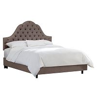 кровать двуспальная 160х200 серая с каретной стяжкой alina tufted smoke в Костроме