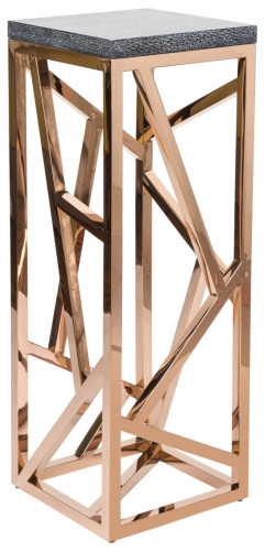 консоль geometric высокая 40x40x110 золото, серая столешница в Костроме