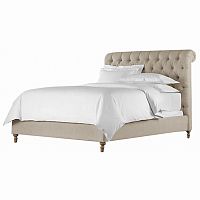 кровать двуспальная 160х200 бежевая из велюра chesterfield fabric sleigh bed в Костроме
