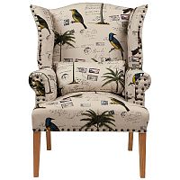 кресло мягкое с ушами quinn tufted armchair бежевое с рисунком в Костроме