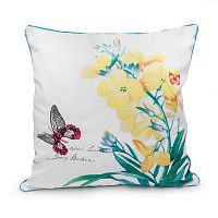 декоративная подушка белая с желтым цветком botanical style в Костроме