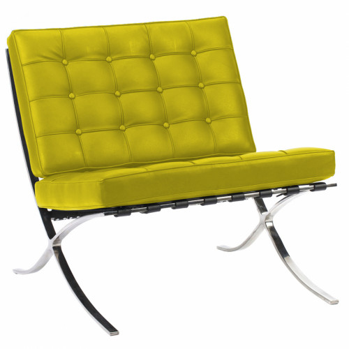 кресло barcelona chair экокожа лимонное в Костроме