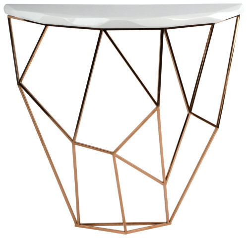 консоль geometric 100x38x90 золото, белая столешница в Костроме