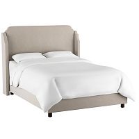 кровать двуспальная с мягкой спинкой 180х200 серая aurora wingback light gray в Костроме