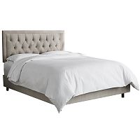 кровать двуспальная 160х200 серая с каретной стяжкой alix light gray в Костроме