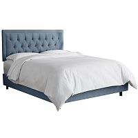 кровать двуспальная 180х200 голубая с каретной стяжкой alix steel blue в Костроме