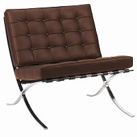 кресло barcelona chair экокожа коричневое в Костроме