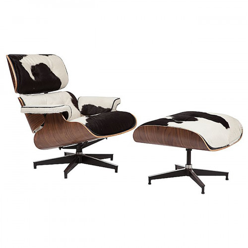 кресло lounge chair & ottoman черно-белое в Костроме